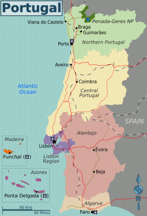Reisekarte Portugal