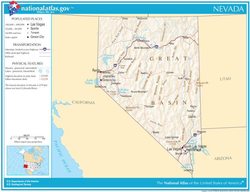 Karte von Nevada