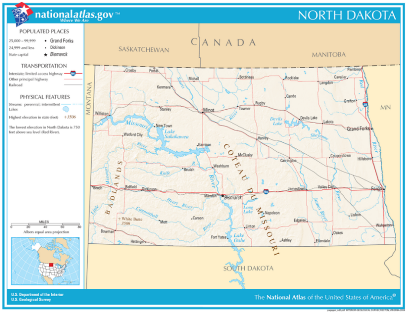 Karte von North Dakota