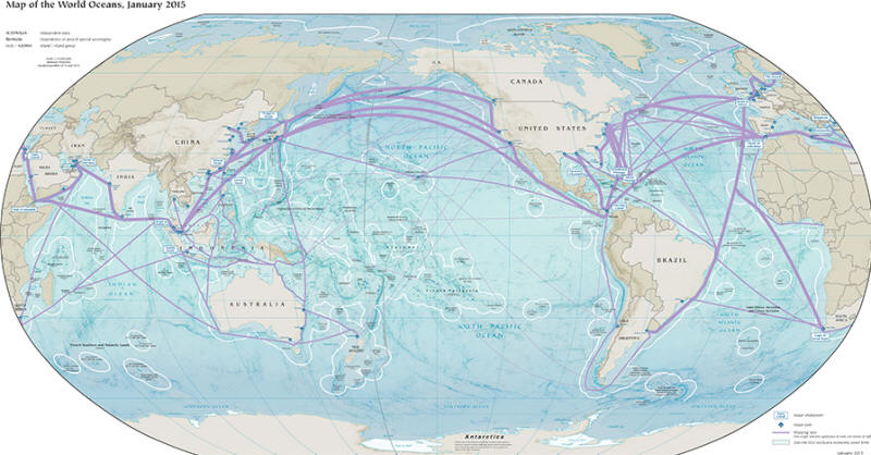 CIA World Factbook - Map of the World Oceans