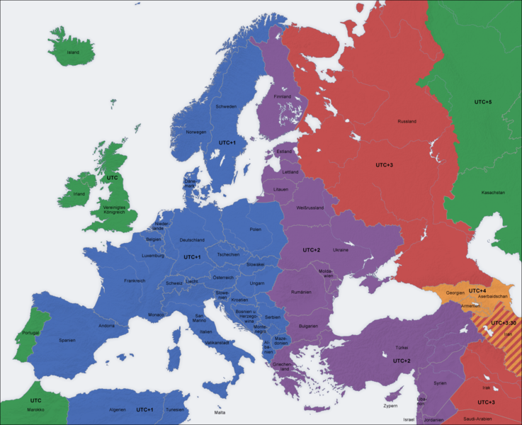 Zeitzonenkarte Europa