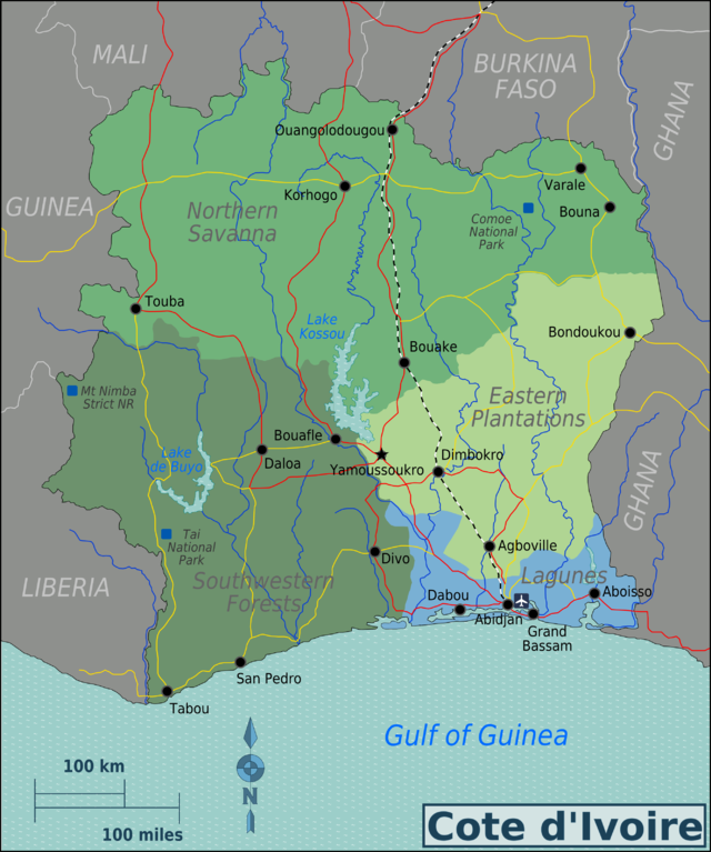 Wikivoyage-Karte der Elfenbeinküste