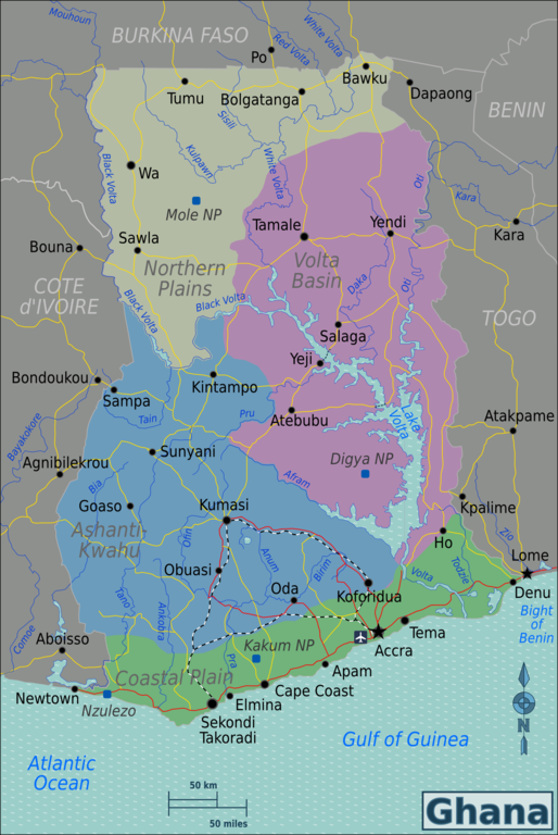 Wikivoyage-Karte von Ghana