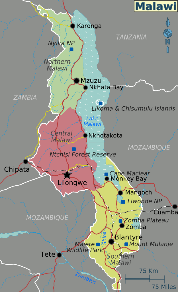 Wikivoyage-Karte Malawi