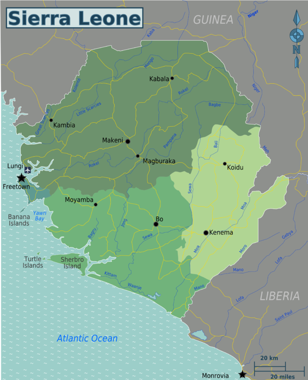 Wikivoyagekarte von Sierra Leone