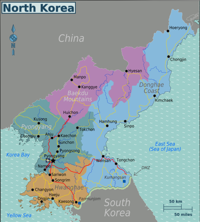 Wikivoyage Karte von Nordkorea