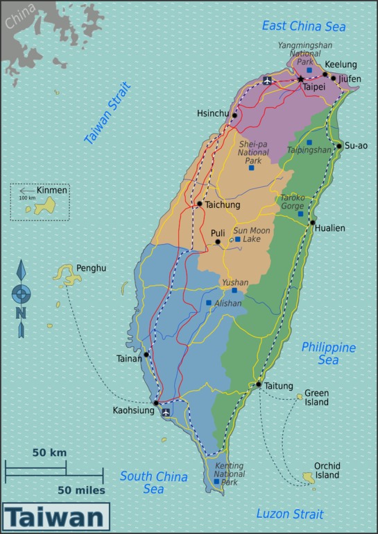 Wikivoyage-Karte von Taiwan