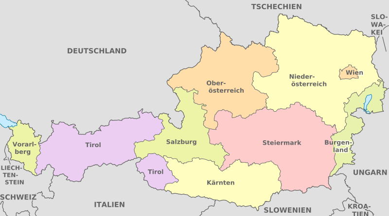 Datei:Austria, administrative divisions - de - colored.svg