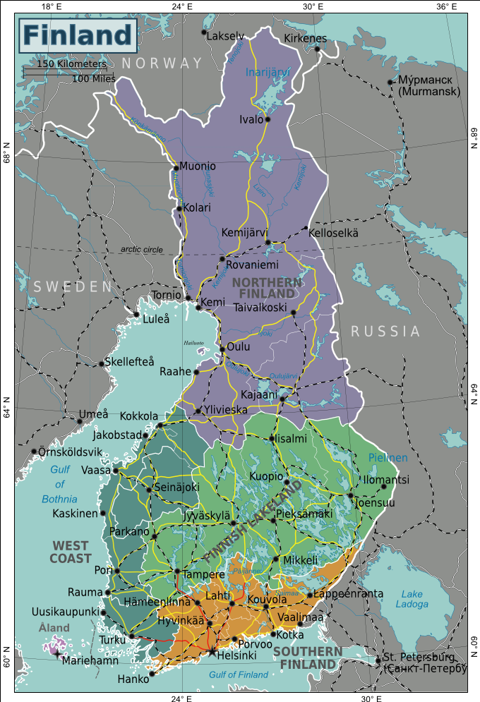 Wikivoyagekarte von Finnland