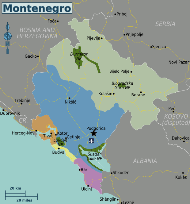 Travel Map of Montenegro