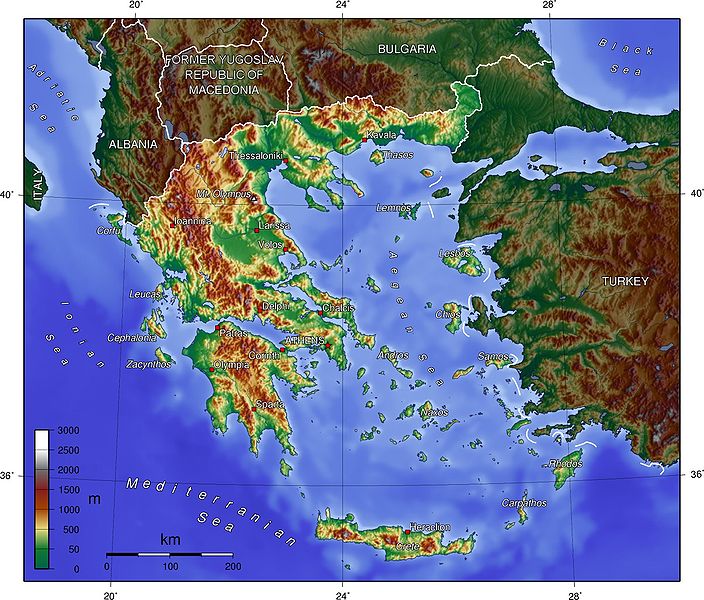 Topographische Karte Griechenland