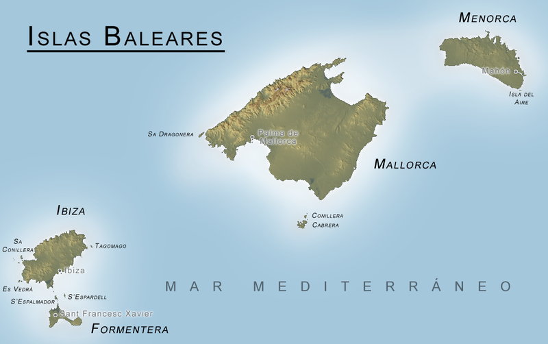 Spanische Karte der Balearen