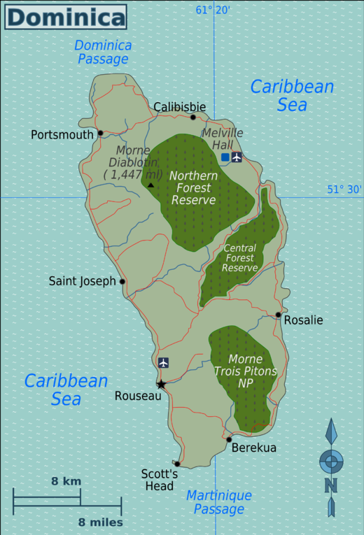 Wikivoyage-Karte von Dominica