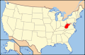 Lagekarte von West Virginia