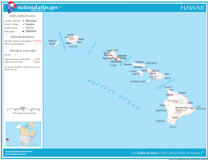 Karte von Hawaii