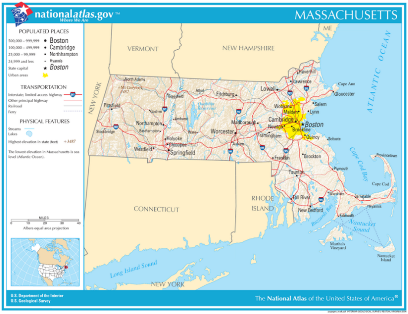 Karte von Massachusetts