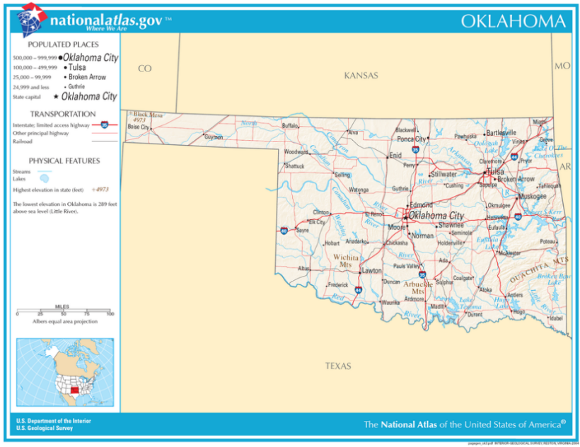 Landkarte von Oklahoma