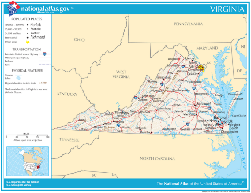 Karte von Virginia
