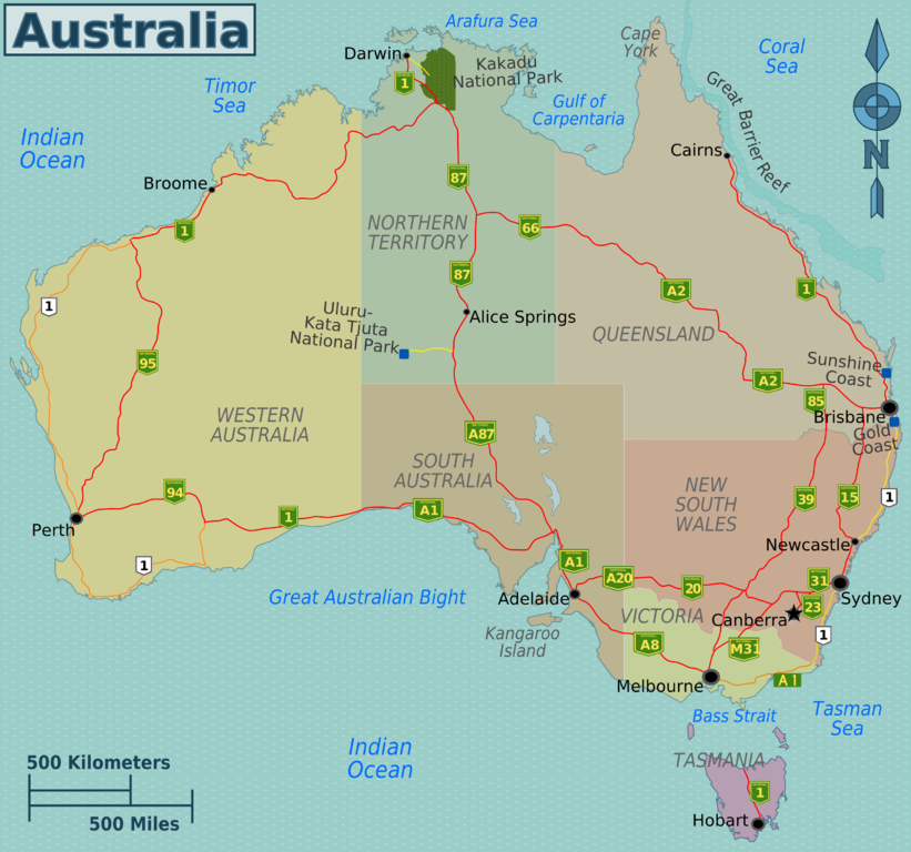 Wikimediakarte von Australien