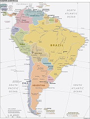 Politische Karte von Südamerika