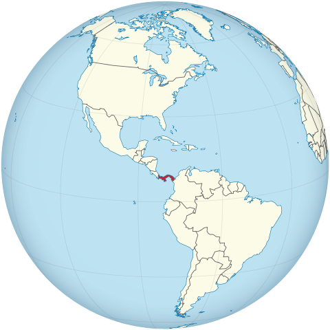 Grafik: Ortografische Pojetion von Panama auf der Weltkugel